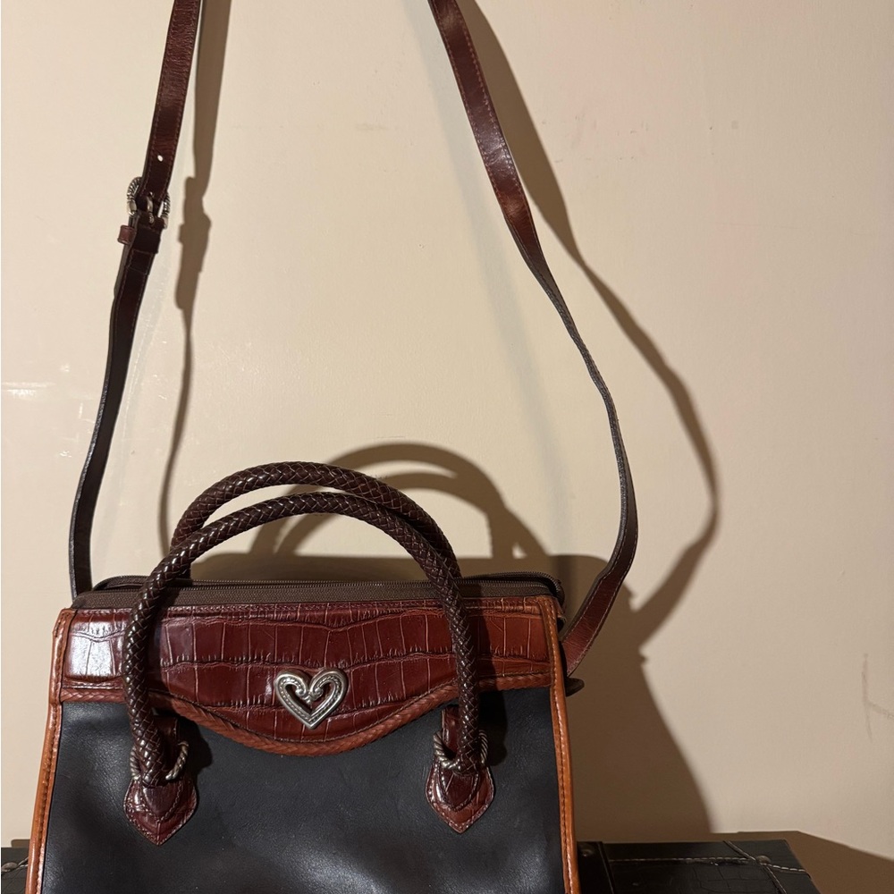 Brighton Black and Brown Shoulder Bag with Heart Detail